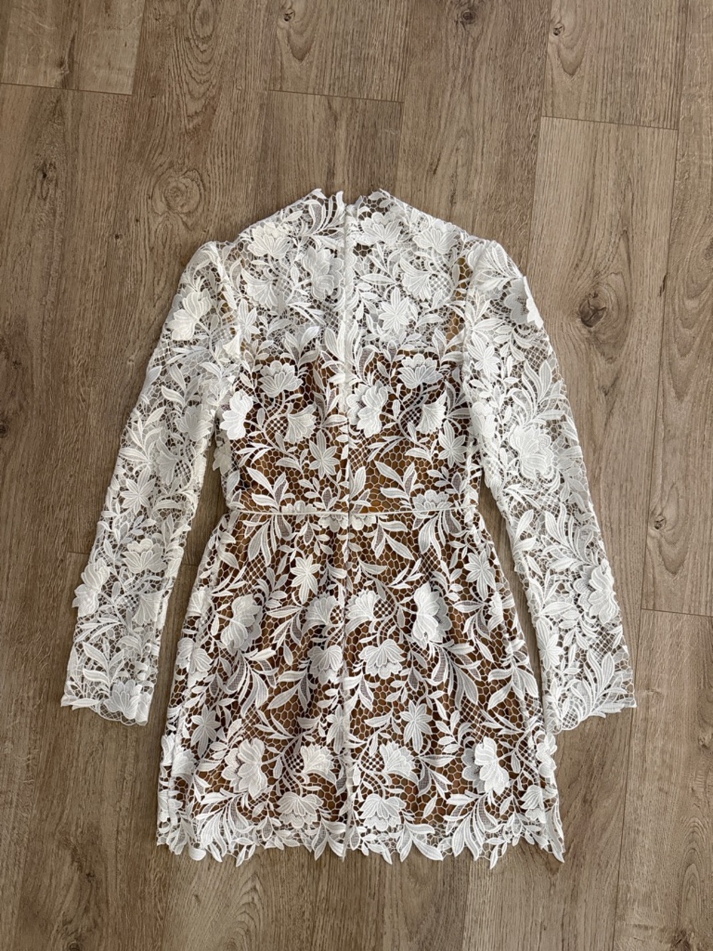 Jenny Yoo Samira White Floral Lace Long-Sleeve Mini Dress - Picture 3 of 3